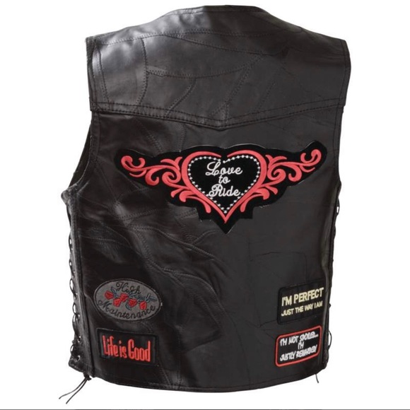 NWT DIAMOND PLATE LADIES ROCK BLACK RIDING LEATHER VEST | Size Small - Picture 2 of 10